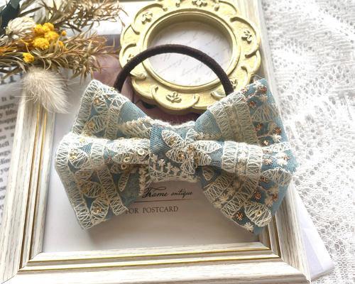 ヘアゴム インド刺繍リボン ヘアアクセサリー ヘアゴム