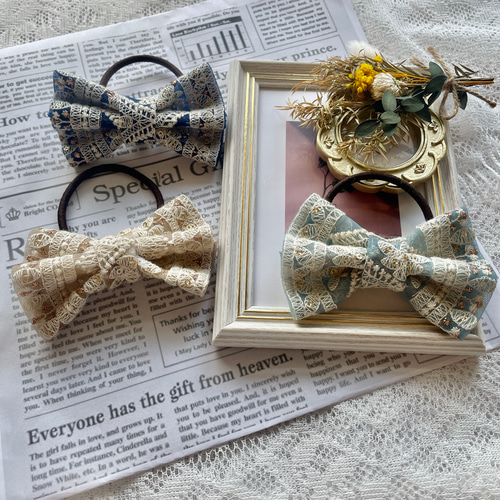 ヘアゴム インド刺繍リボン ヘアアクセサリー ヘアゴム