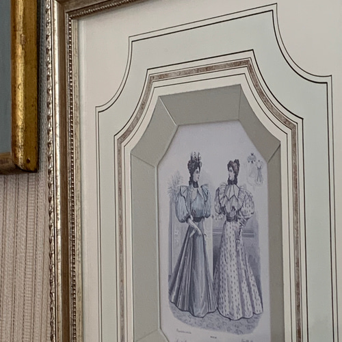 A・デリュ、ライラックの庭、超希少額装用画版、新品額装付 ファション画のポストカードの額装／フランス額装 ウォールステッカー