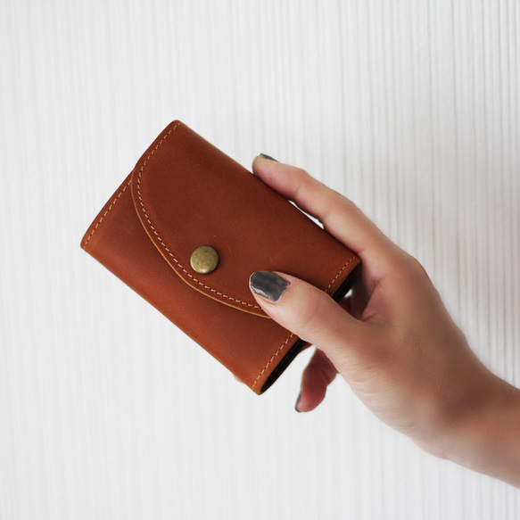 本革 ジャバラのフラップカードケース オイルレザー かぶせ アコーディオン おしゃれ G-311 3枚目の画像