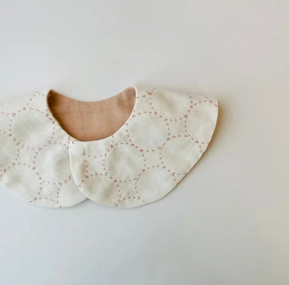 【キット】ご縁がつながる　まるもようの刺し子スタイ　2種 7枚目の画像