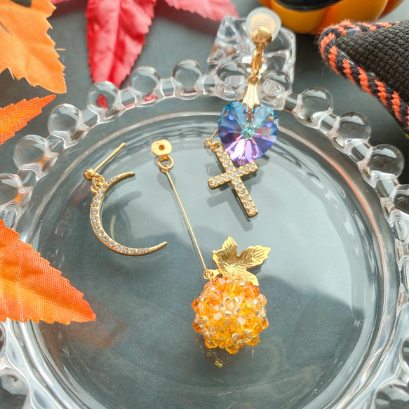 ハロウィン☆かぼちゃと星のピアス/イヤリング 2枚目の画像