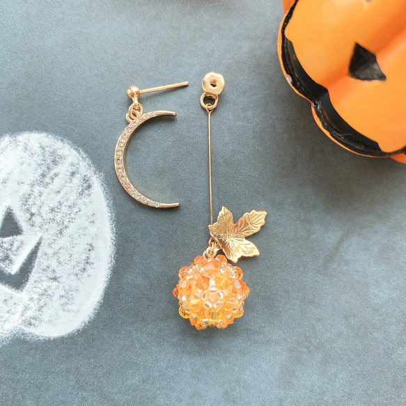 ハロウィン☆かぼちゃと星のピアス/イヤリング 3枚目の画像