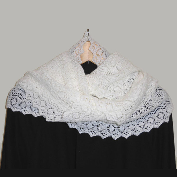 シェットランドレースのショール オフホワイト① カシミヤ100