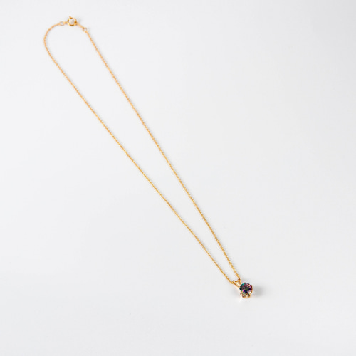 再販10超】ミスティックトパーズ一粒ネックレス◇6mm◇金属アレルギー