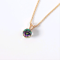 14kgf ミスティックトパーズ✾ 再販10超】ミスティックトパーズ一粒ネックレス◇6mm◇金属