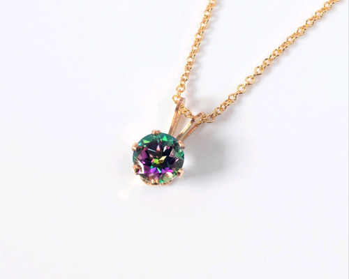 K18WGミスティックトパーズネックレス 6mm ベネチアン0.7mm40㎝ K18WGミスティックトパーズネックレス 6mm ベネチアン0.7mm40㎝