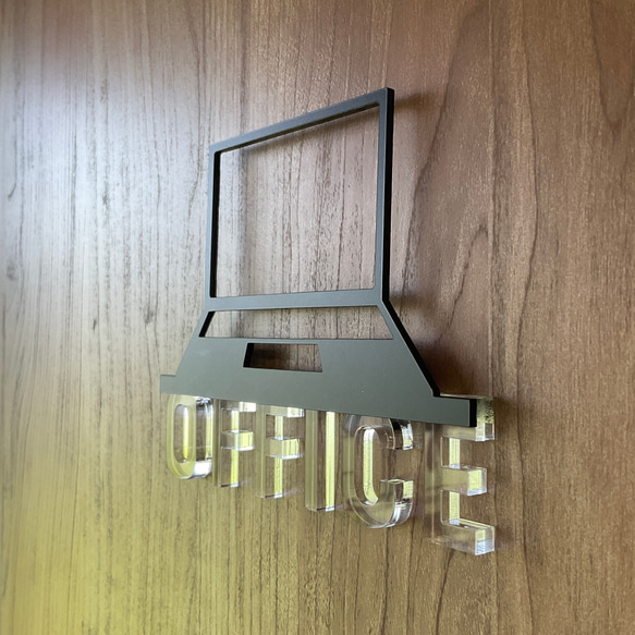 （送料無料）ルームサイン OFFICE ドア用 3Dアイコン クリア文字 4枚目の画像