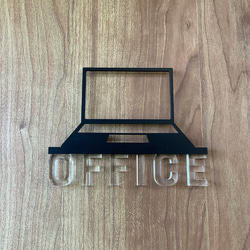 （送料無料）ルームサイン OFFICE ドア用 3Dアイコン クリア文字 1枚目の画像