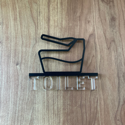 （送料無料）ルームサイン TOILET ドア用 3Dアイコン クリア文字 1枚目の画像