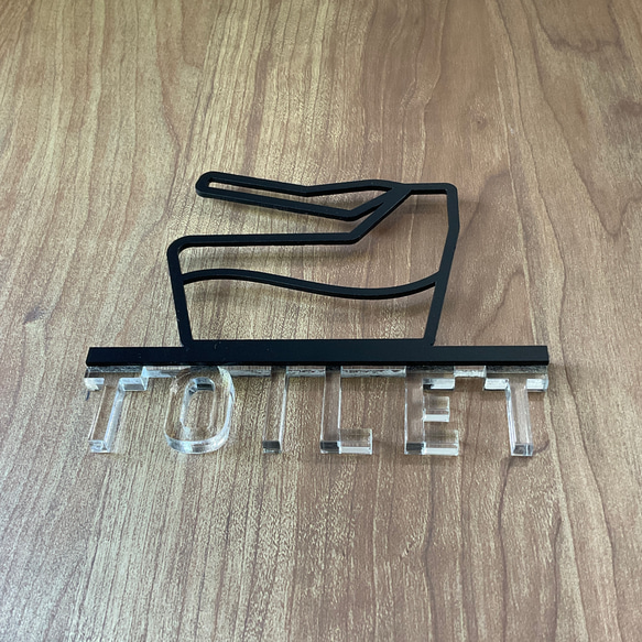 （送料無料）ルームサイン TOILET ドア用 3Dアイコン クリア文字 5枚目の画像