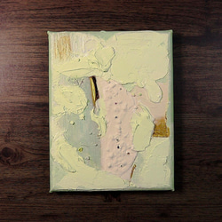 グリーンフロス‒意／アクリル画　18×14㎝　抽象画　texture-art　薄く淡い黄緑色 5枚目の画像