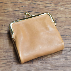 限量出口銷售扣迷你錢包緊湊迷你錢包真皮零錢包粉紅色米色出 第1張的照片