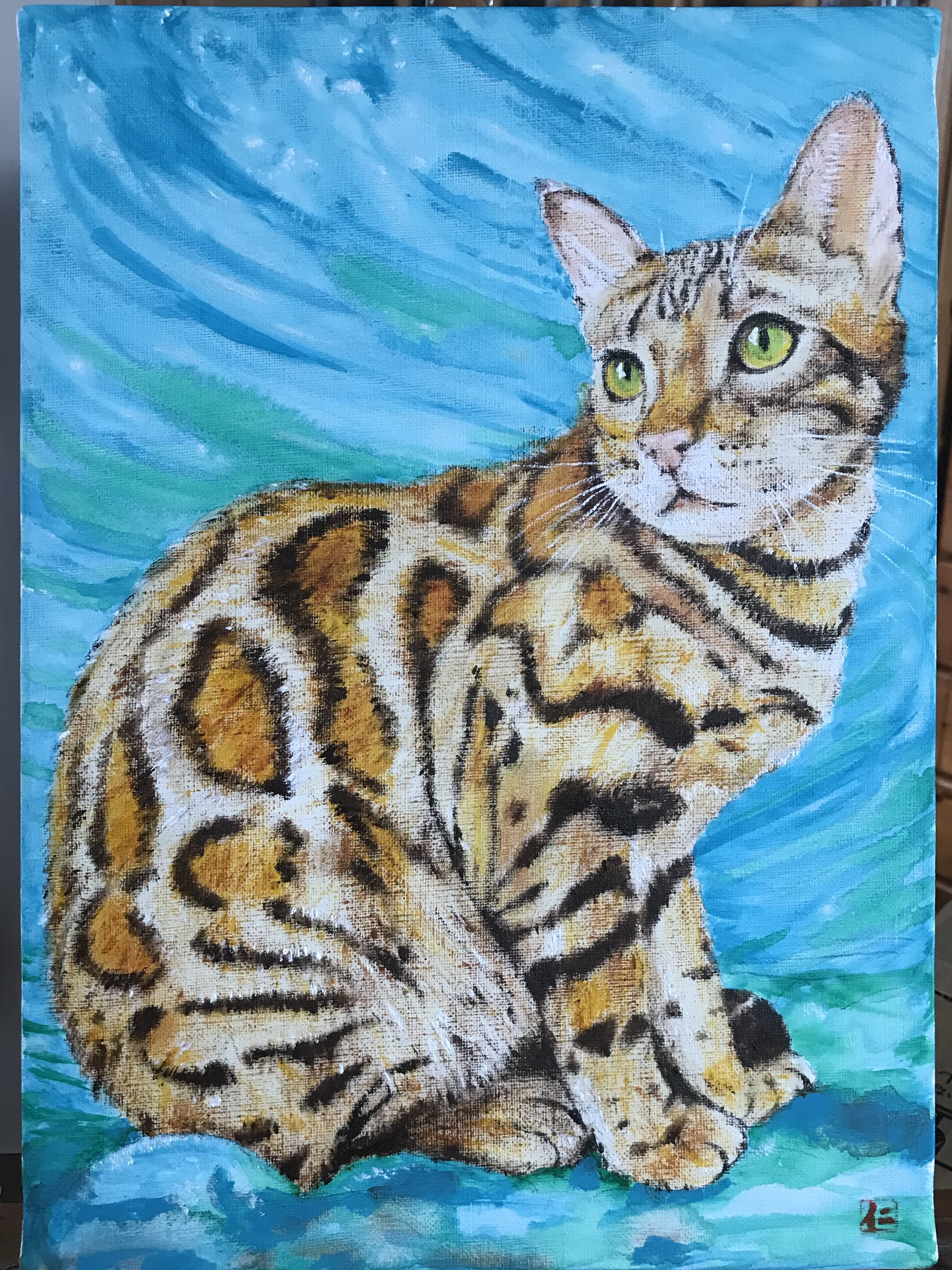 猫の絵　painterTMK真筆　 猫油絵　動物の絵　動物画　油絵絵画　モフモフ 猫絵画 【1点物】動物の絵 猫寝てる絵 画家出品 painterTMK真筆