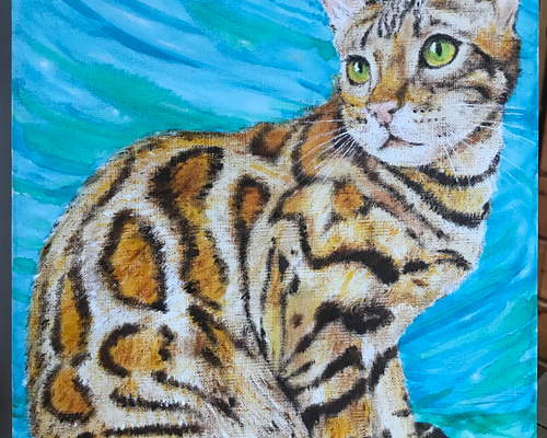 カフェ猫(油絵)