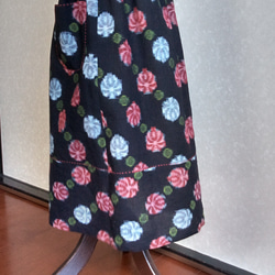 着物リメイク♪ストール付：花模様の久留米絣で作った可愛いスカート：８０ｃｍ丈 3枚目の画像