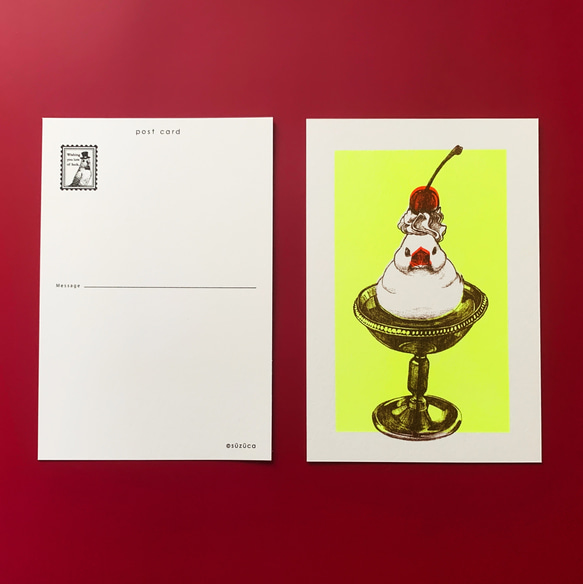 ポストカード 3枚組 - 「パーラー文鳥」プリン【No.002】 4枚目の画像