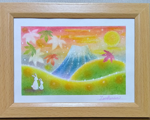 紅の湖畔　ハンドメイドパステル画　絵画アート原画 紅の湖畔 ハンドメイドパステル画 絵画アート原画 紅の湖畔
