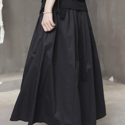 蓬鬆褶皺薄棉半身中長裙暗黑風格原宿風 第7張的照片