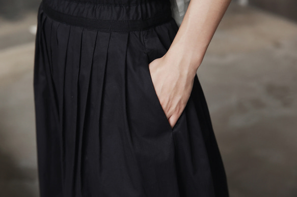 蓬鬆褶皺薄棉半身中長裙暗黑風格原宿風 第5張的照片