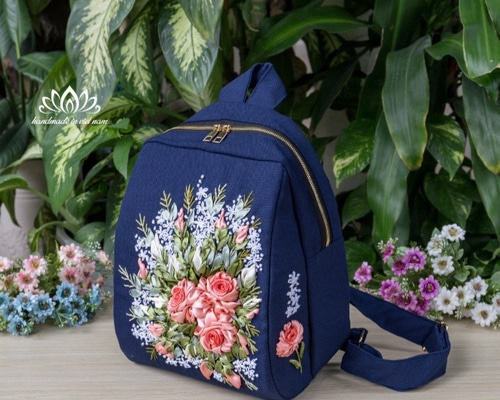 canterbury 花刺繍 バックパック 黒 ハンドバッグ 黒 花柄刺繍 | 世界の輸入雑貨 セレクトショップ