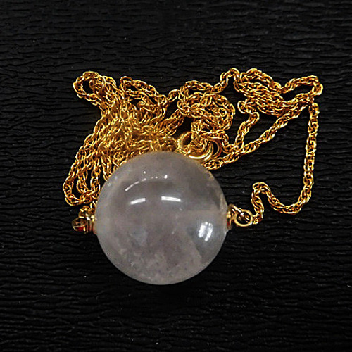 天然石 プラチナルチルクォーツ丸玉ネックレス(ペンダント) 211221989