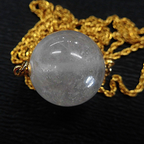 天然石 プラチナルチルクォーツ丸玉ネックレス(ペンダント) 211221989