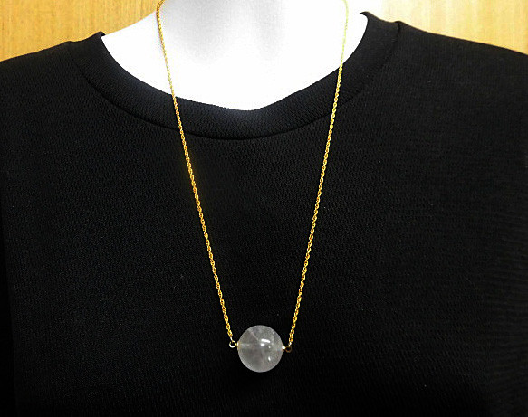 天然石 プラチナルチルクォーツ丸玉ネックレス(ペンダント