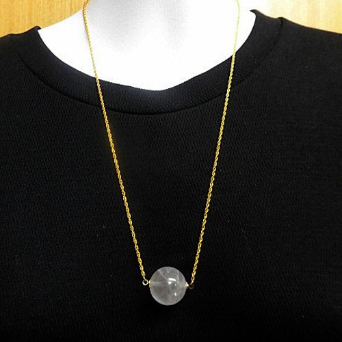 天然石 プラチナルチルクォーツ丸玉ネックレス(ペンダント) 211221989