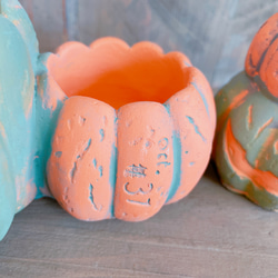 ラスト！3個セット♡ハロウィン雑貨♡【陶器鉢パンプキン型】可愛いハロウィンディスプレイに！グリーンオレンジ 6枚目の画像