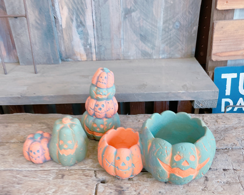 ミルキーさま20%OFF 陶器鉢 ハロウィン コウモリ鉢 パンプキンとねずみ