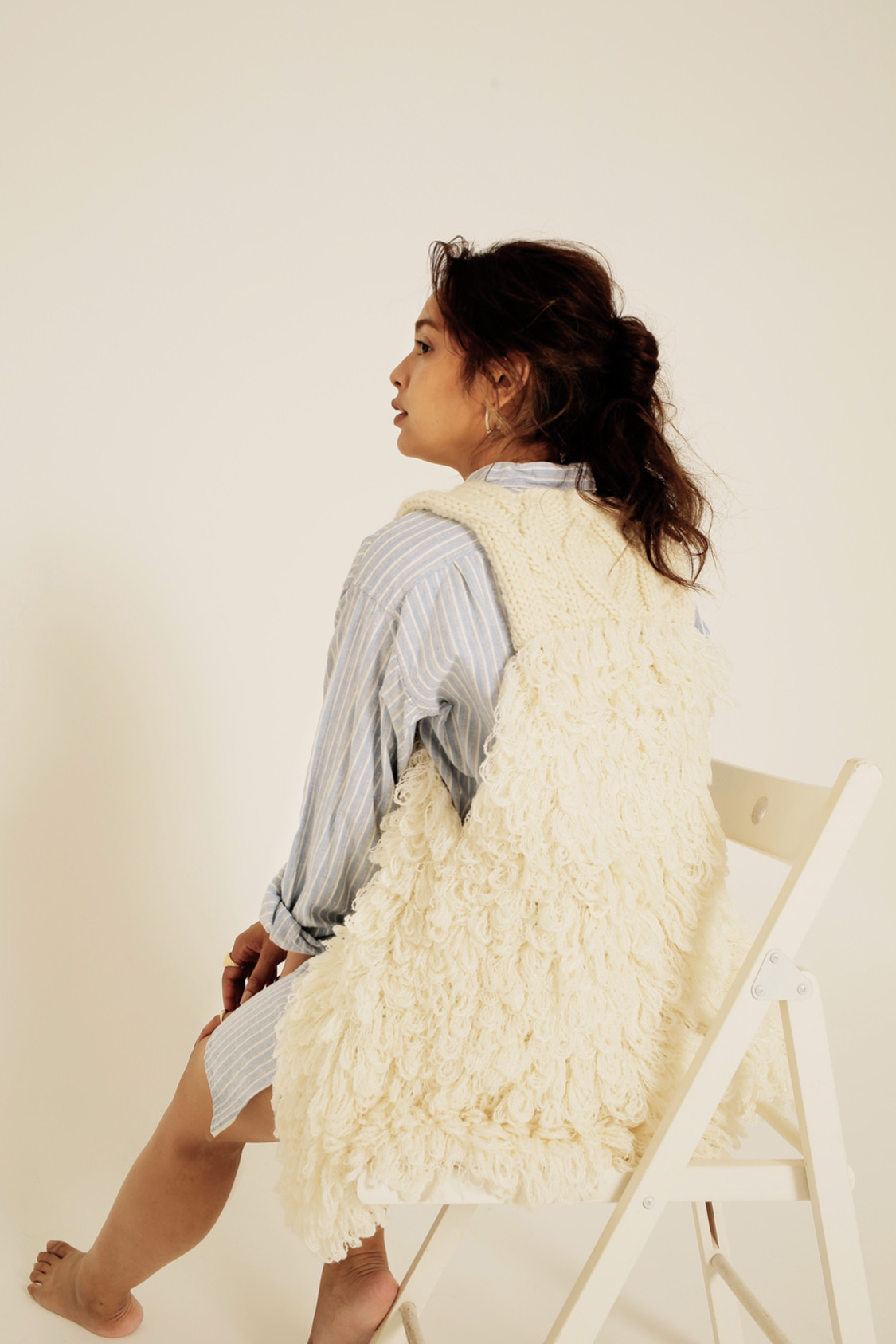 THE SHEEP VEST / size: Middle /かぎ針編みループニットベスト