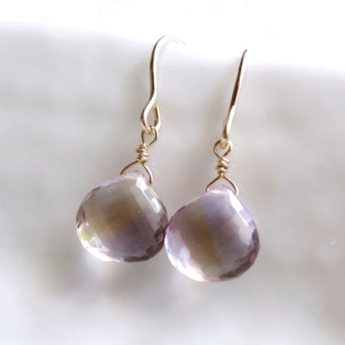 14kgfアメトリンマロンカット一粒ピアス・ノンホールピアス ピアス