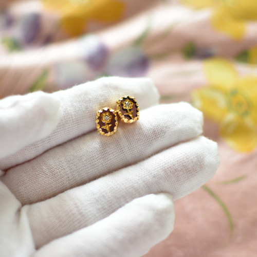 handmade ピアス　ウッドボールヴィンテージ SILVER 925 デザインボールピアス 29874 | UNOAERRE