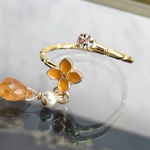 再再再販】金木犀のリング 天然石 オレンジガーネット 1月誕生石