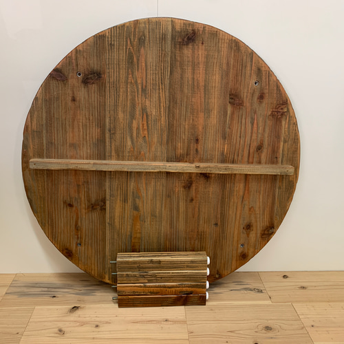 骨董　漆塗り　金彩　蒔絵　ちゃぶ台　飾り台　当時物　古道具　テーブル　脚取り外し 古材 丸テーブル ちゃぶ台 脚取り外し クリア塗装仕上げ ロー