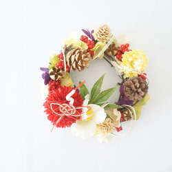 Creema限定・1点物】松と菊の色彩豊かなお正月リース しめ縄・しめ飾り