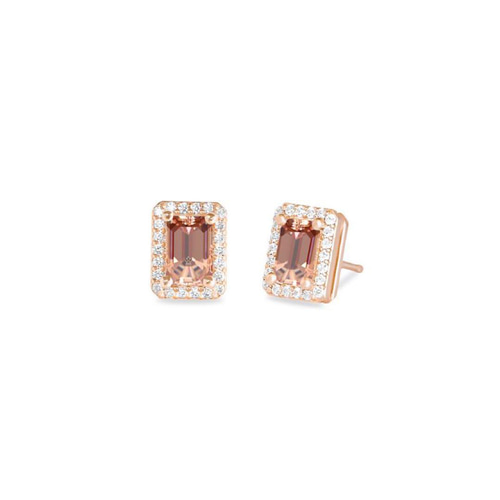 カクテルピアス】ハロセット×バゲットカット×ピンクゴールド ピアス  