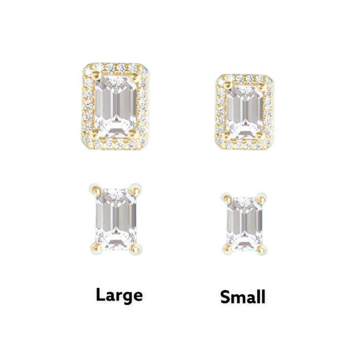 カクテルピアス】ハロセット×バゲットカット×ピンクゴールド ピアス  