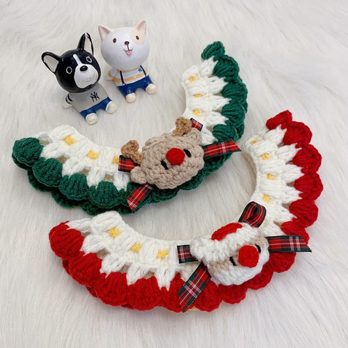 クリスマスシリーズ(赤サンタ&雪だるま)わんちゃん猫ちゃん用首輪 クリスマスシリーズ(赤雪だるま&サンタ)わんちゃん猫ちゃん用襟つき
