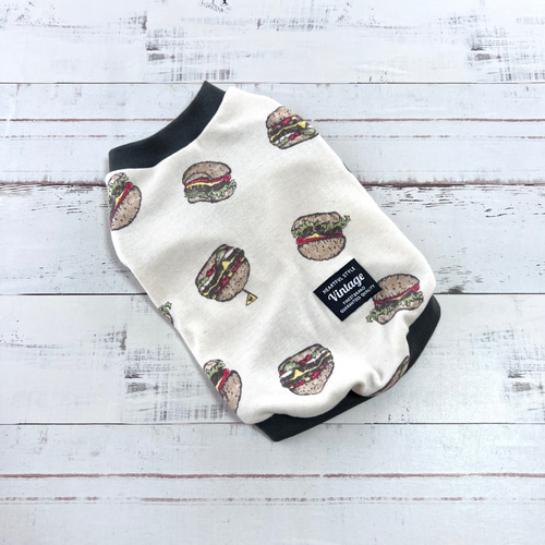 犬服ハンドメイド ハンバーガー柄タンクトップ 【完成品現品】 ペット