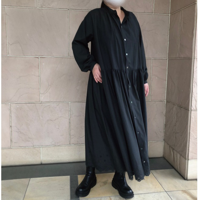 黒　裾レースワンピース　ペチコート付き　受注製作