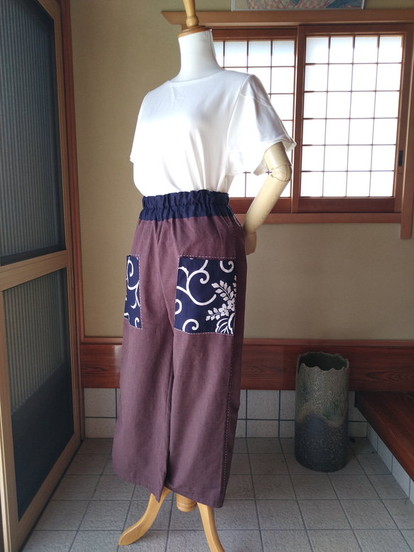 着物リメイクもんぺ【咲】正絹 ハンドメイド ワイドパンツ 着物リメイクもんぺ【咲】正絹 ハンドメイド ワイドパンツΩ