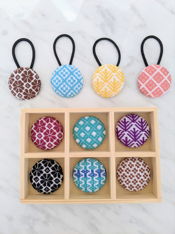 こぎん刺し ヘアゴム 2個セット 手作り 刺繍 ヘアゴム ふみこ 通販