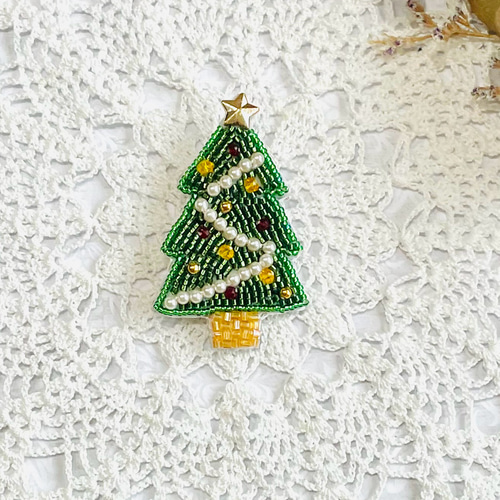 専用 ビーズ 刺繍ブローチ ハンドメイド クリスマス