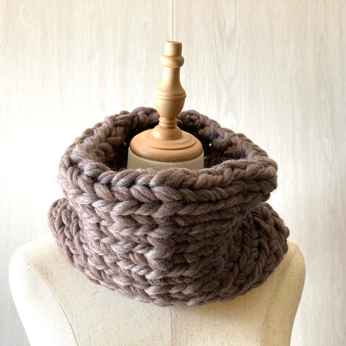 SALE 残り1点 超超極太ウール100% 手編みネックウォーマー ネック