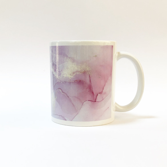 アルコールインクアート/マグカップ【ピンク大理石】 1枚目の画像
