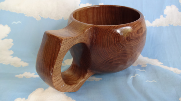 アウトレット・エンジュの木で作った一木彫りコーヒーカップ。 11枚目の画像