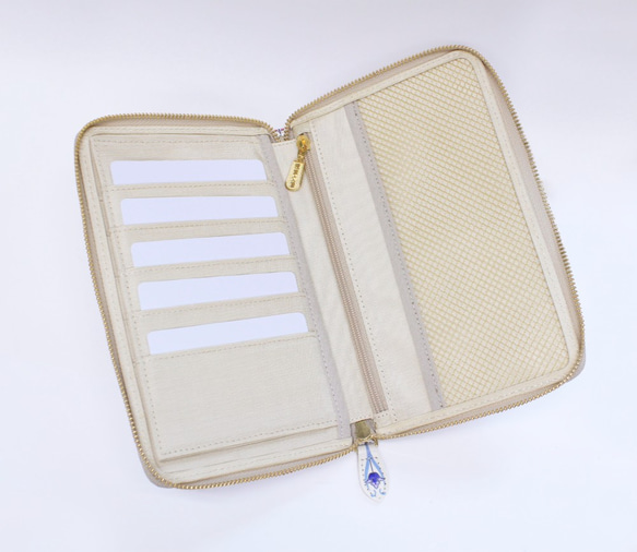 浅草文庫　牛革/文庫革　お薬手帳　母子手帳　通帳　パスポート　マルチケース　花菱柄/朱鷺（とき）【470650】 とき