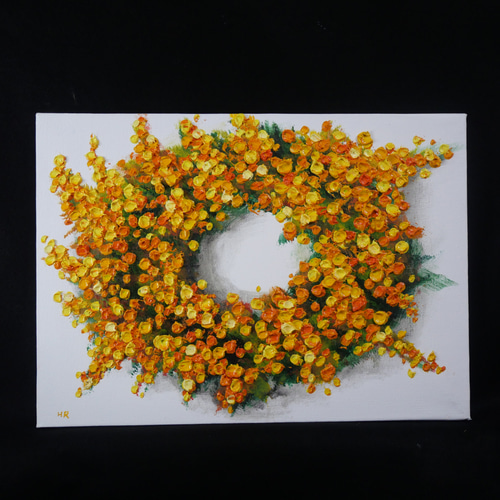 油絵 油彩 油彩画 絵 絵画 【ミモザリース】 絵画 HR 通販 14644036